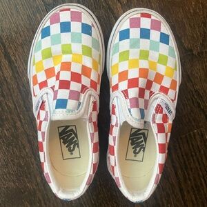 Rainbow Checkerboard Vans little kids size 11c